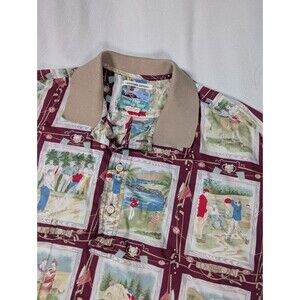VTG Reyn Spooner 1/4 Button Down Shirt Men M Golf AOP Grandpa Egyptian Cotton